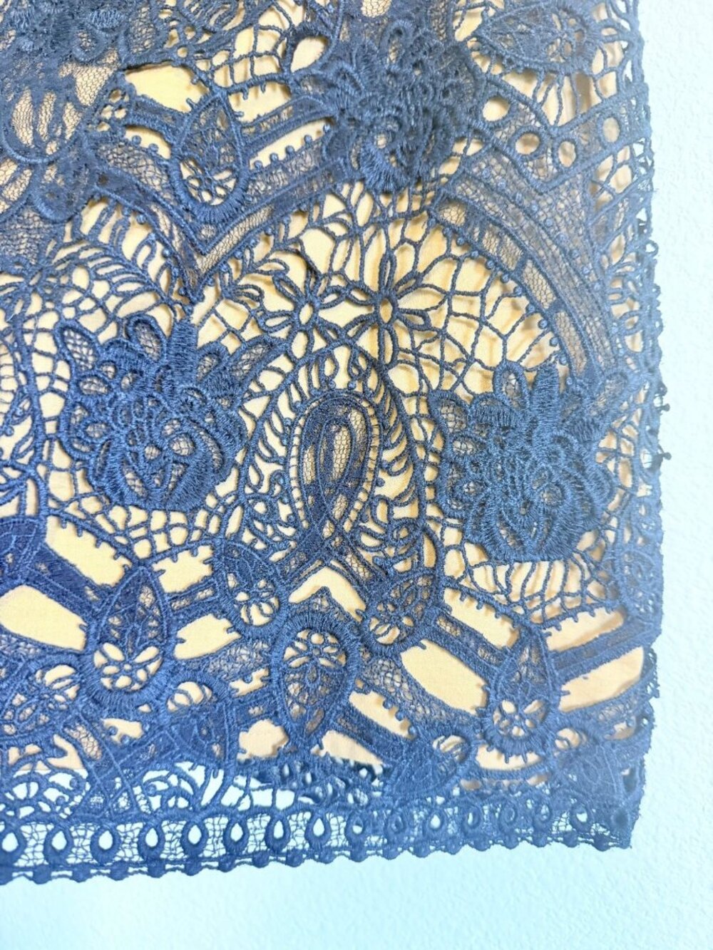 Club Monaco Blue/Beige Lace Layered Mini Skirt Women's Size 0 - Picture 5 of 7